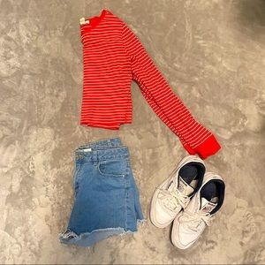 Forever 21 Red and white striped crop top